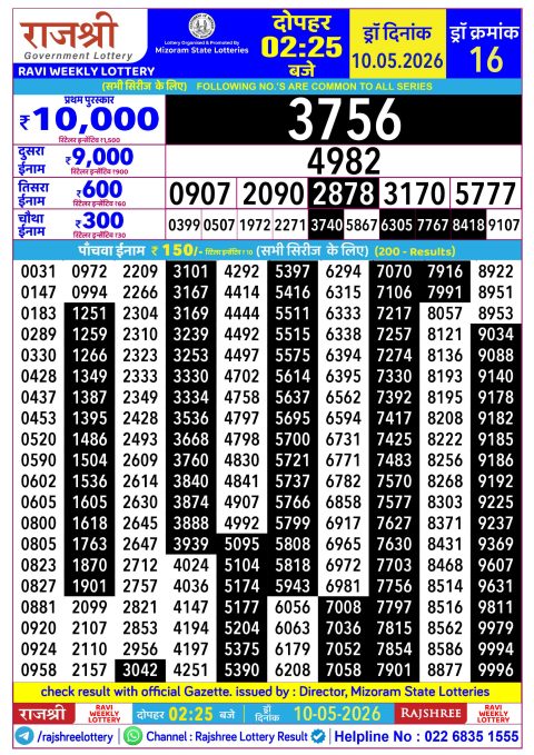 Everest Result Today Dear Lottery Chart