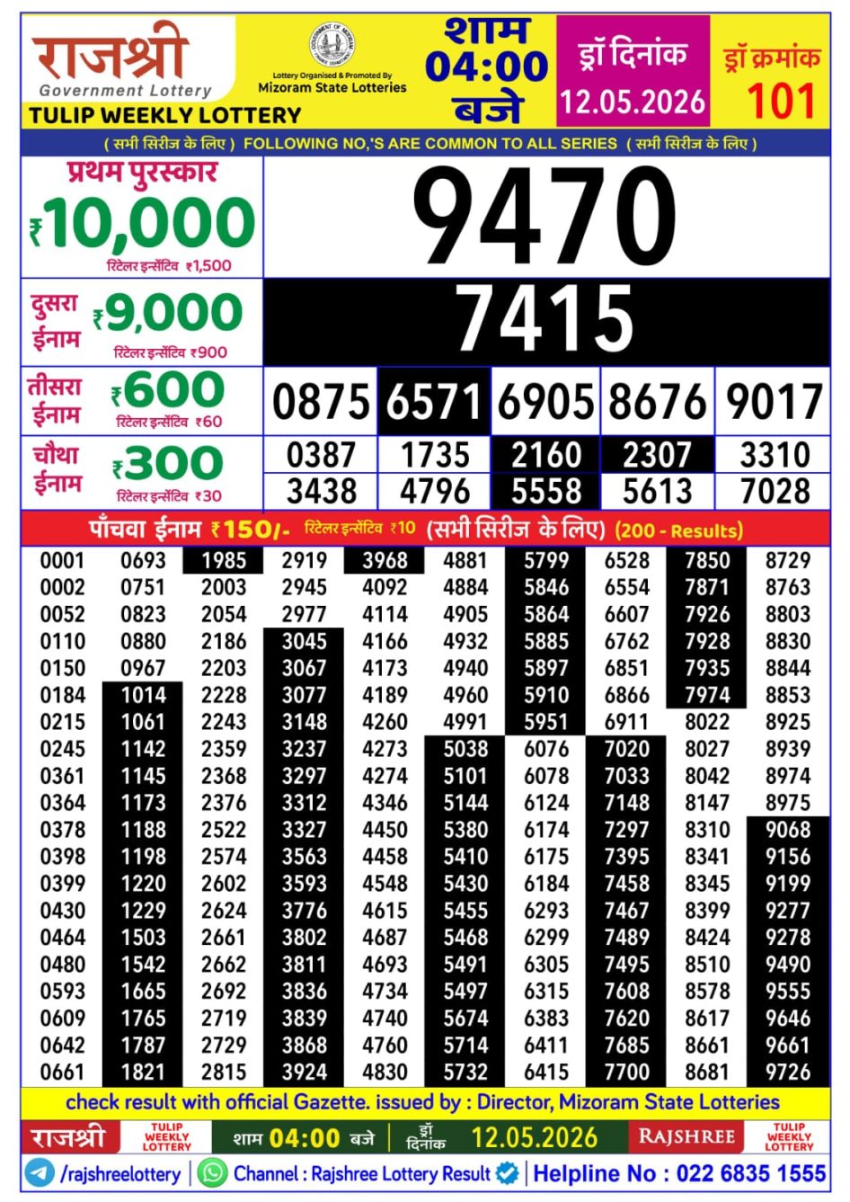 Everest Result Today Dear Lottery Chart