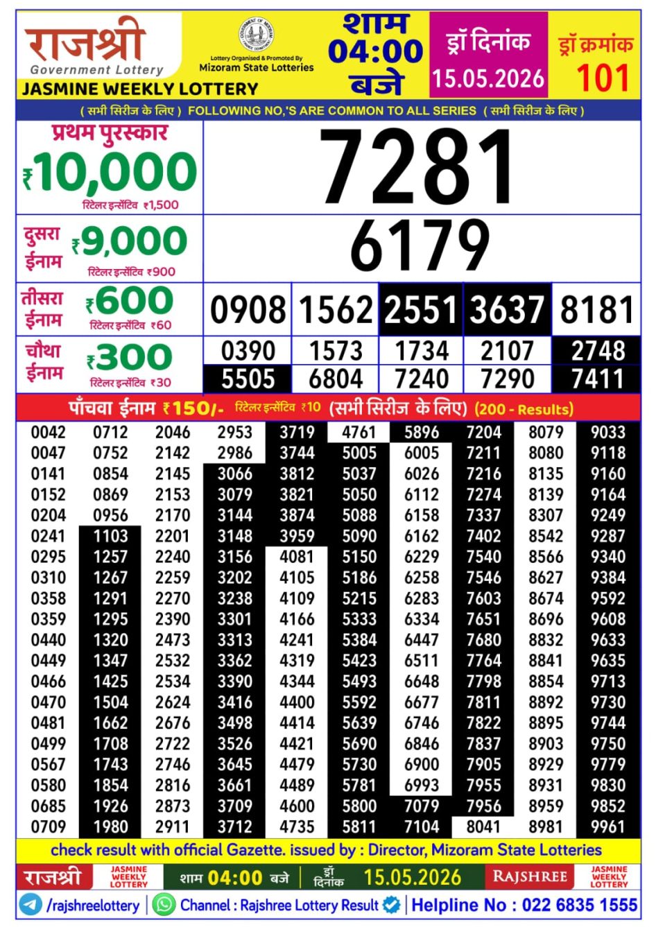 Everest Result Today Dear Lottery Chart