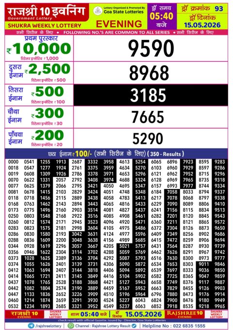 Everest Result Today Dear Lottery Chart