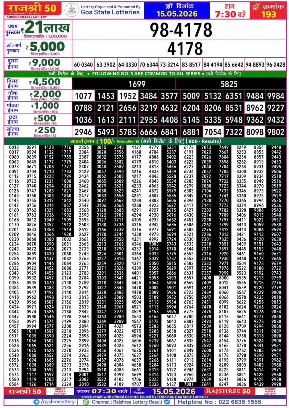 Everest Result Today Dear Lottery Chart