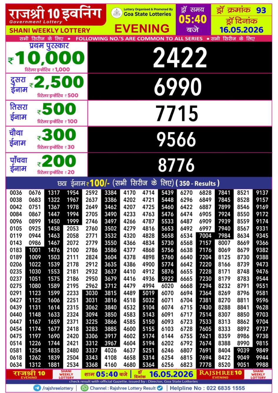 Everest Result Today Dear Lottery Chart