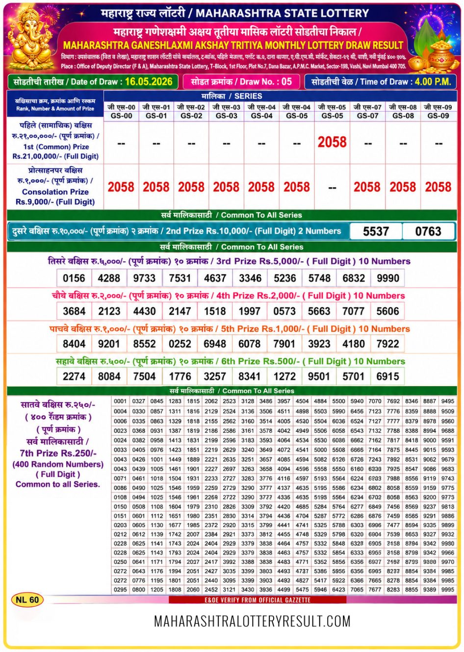 Everest Result Today Dear Lottery Chart