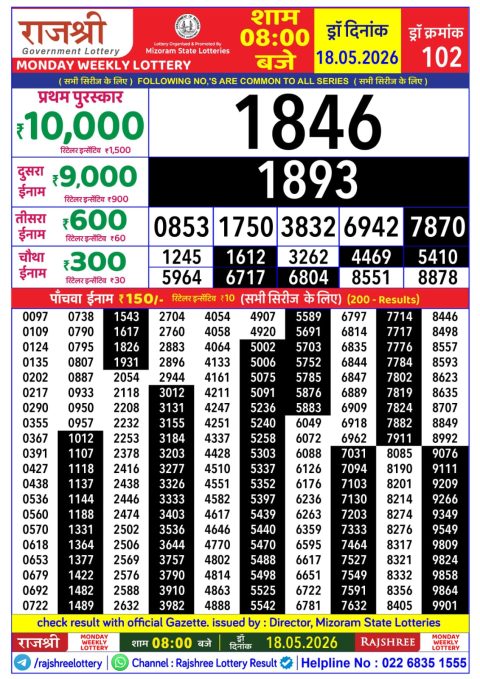 Everest Result Today Dear Lottery Chart