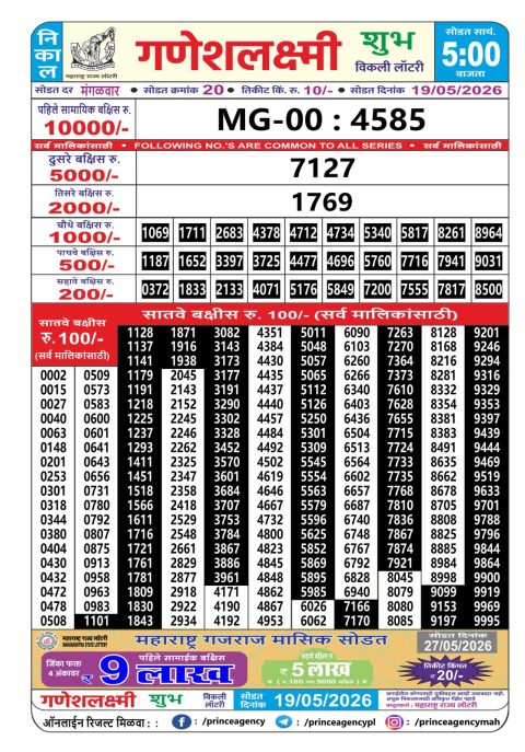 Everest Result Today Dear Lottery Chart