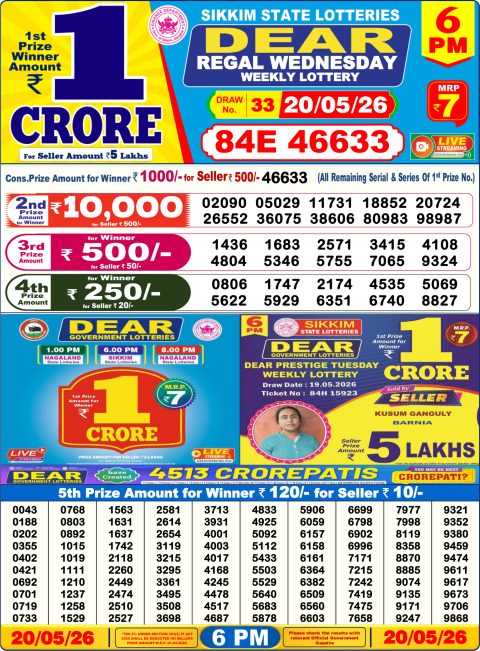 Everest Result Today Dear Lottery Chart