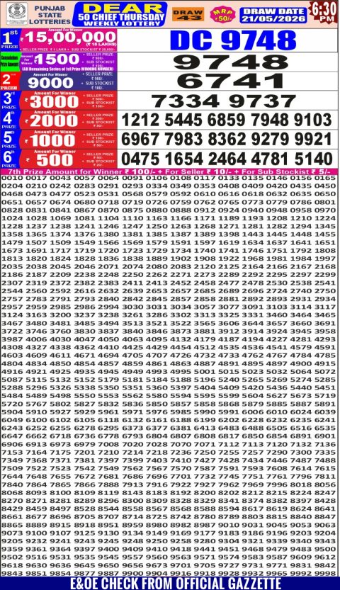 Everest Result Today Dear Lottery Chart