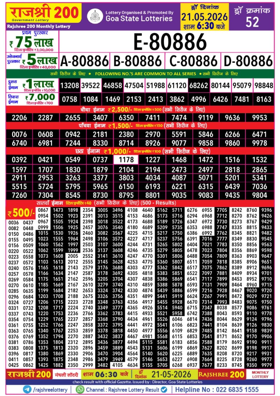 Everest Result Today Dear Lottery Chart