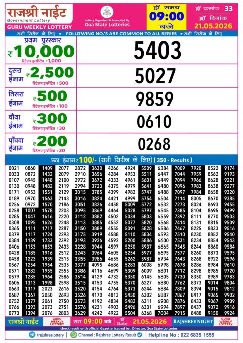Everest Result Today Dear Lottery Chart