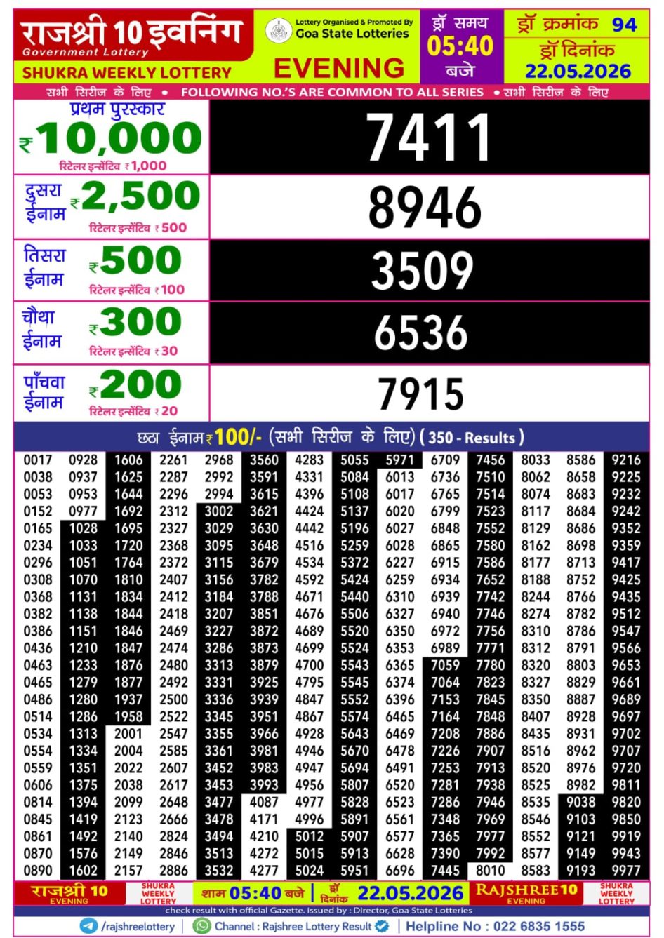 Everest Result Today Dear Lottery Chart