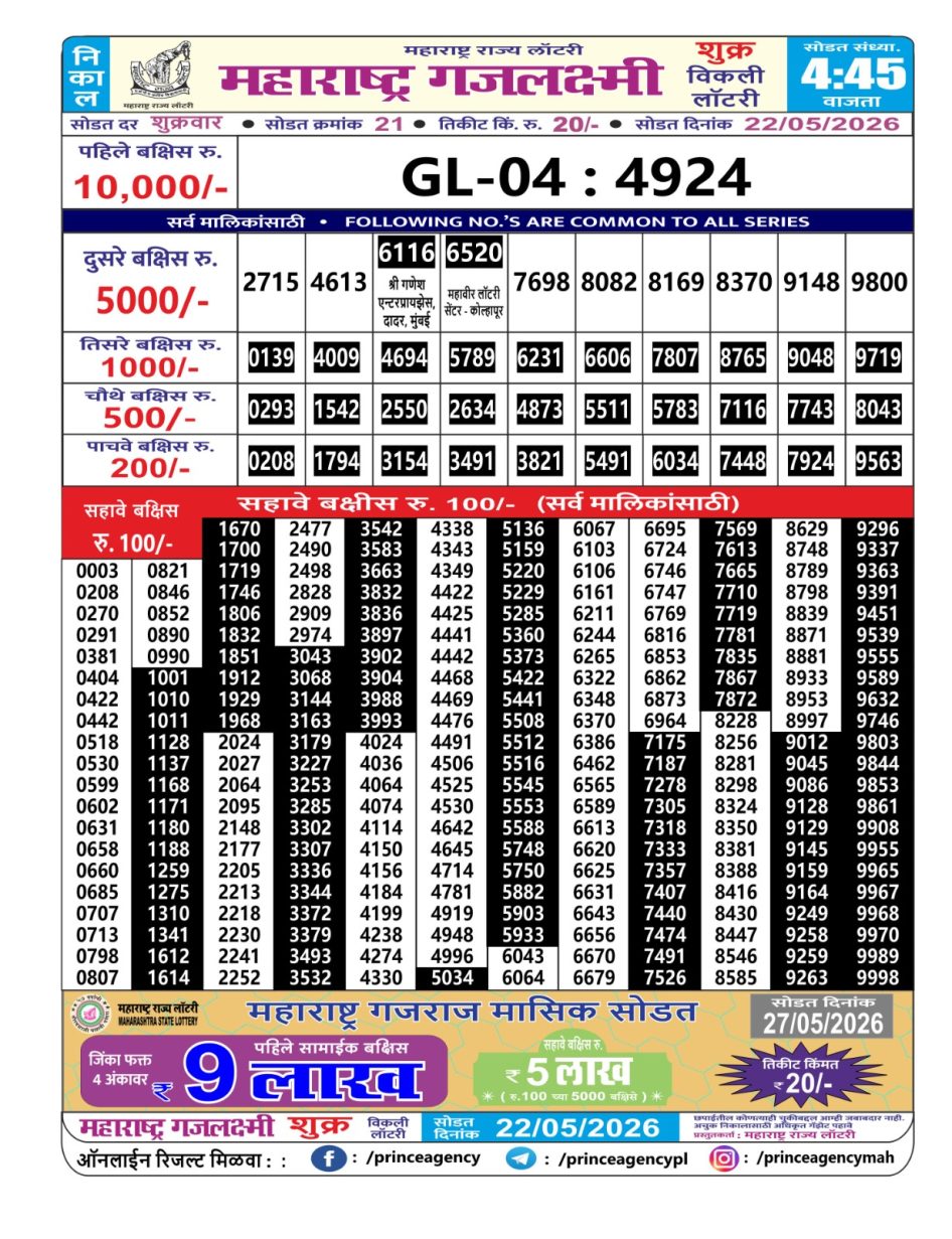 Everest Result Today Dear Lottery Chart