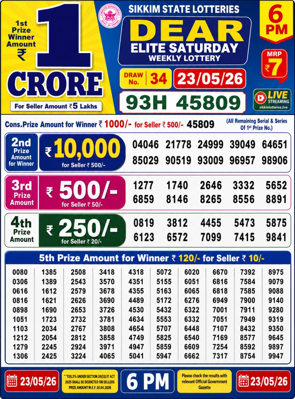 Everest Result Today Dear Lottery Chart