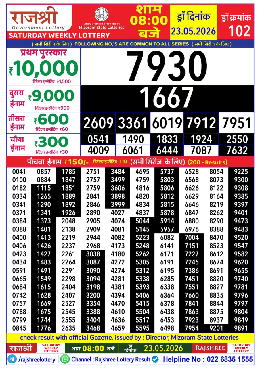 Everest Result Today Dear Lottery Chart