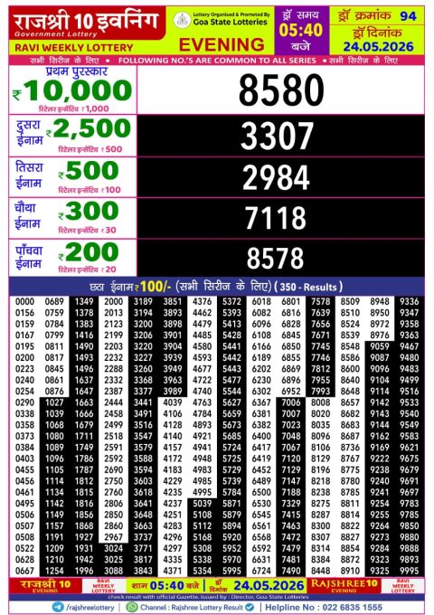 Everest Result Today Dear Lottery Chart