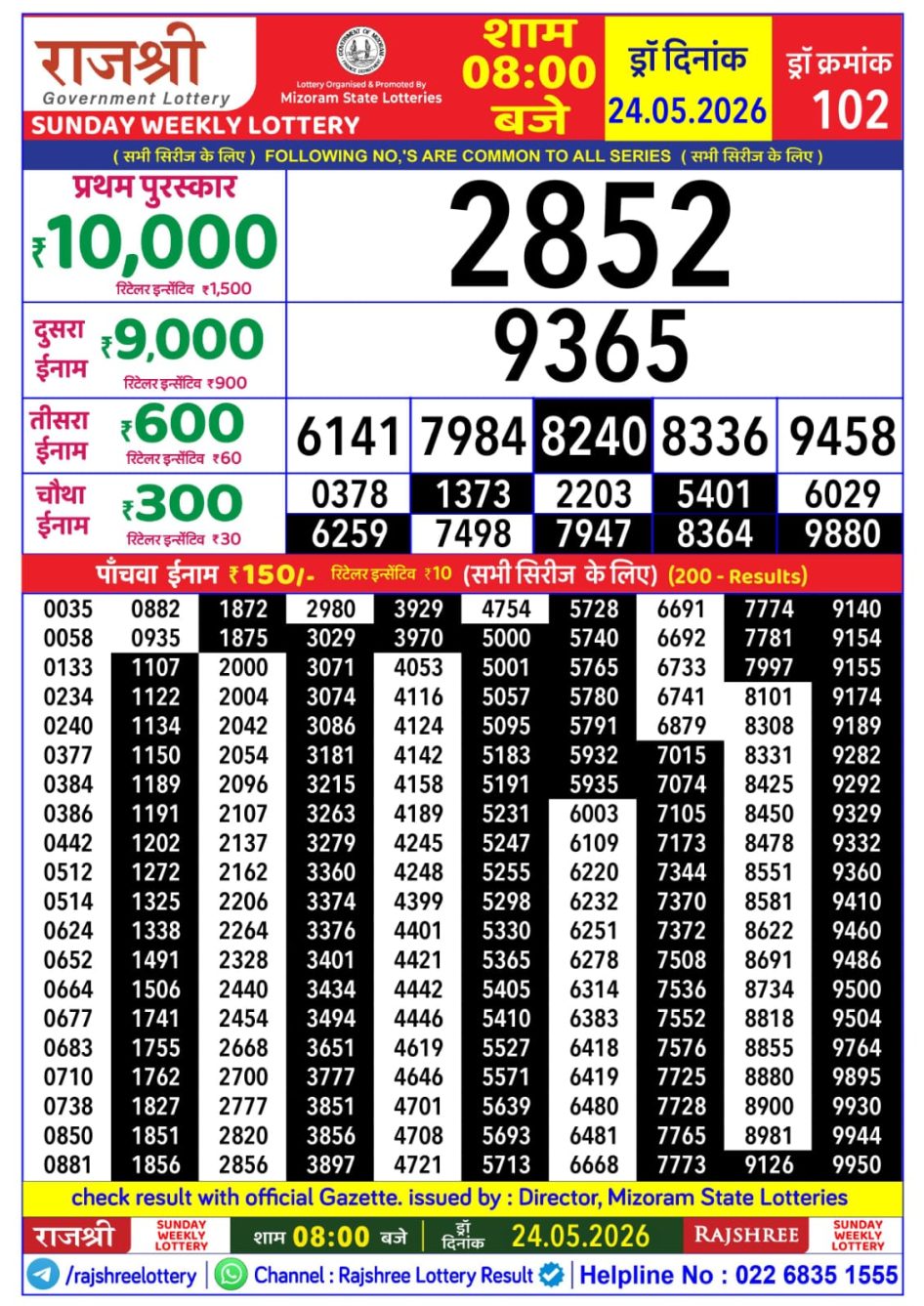 Everest Result Today Dear Lottery Chart