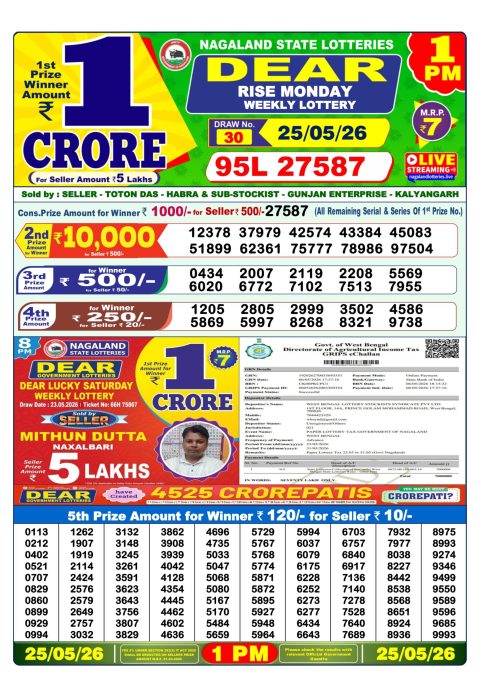 Everest Result Today Dear Lottery Chart
