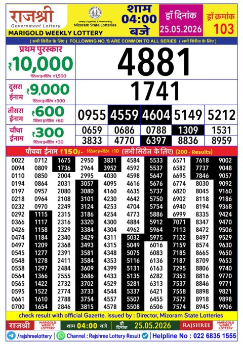 Everest Result Today Dear Lottery Chart
