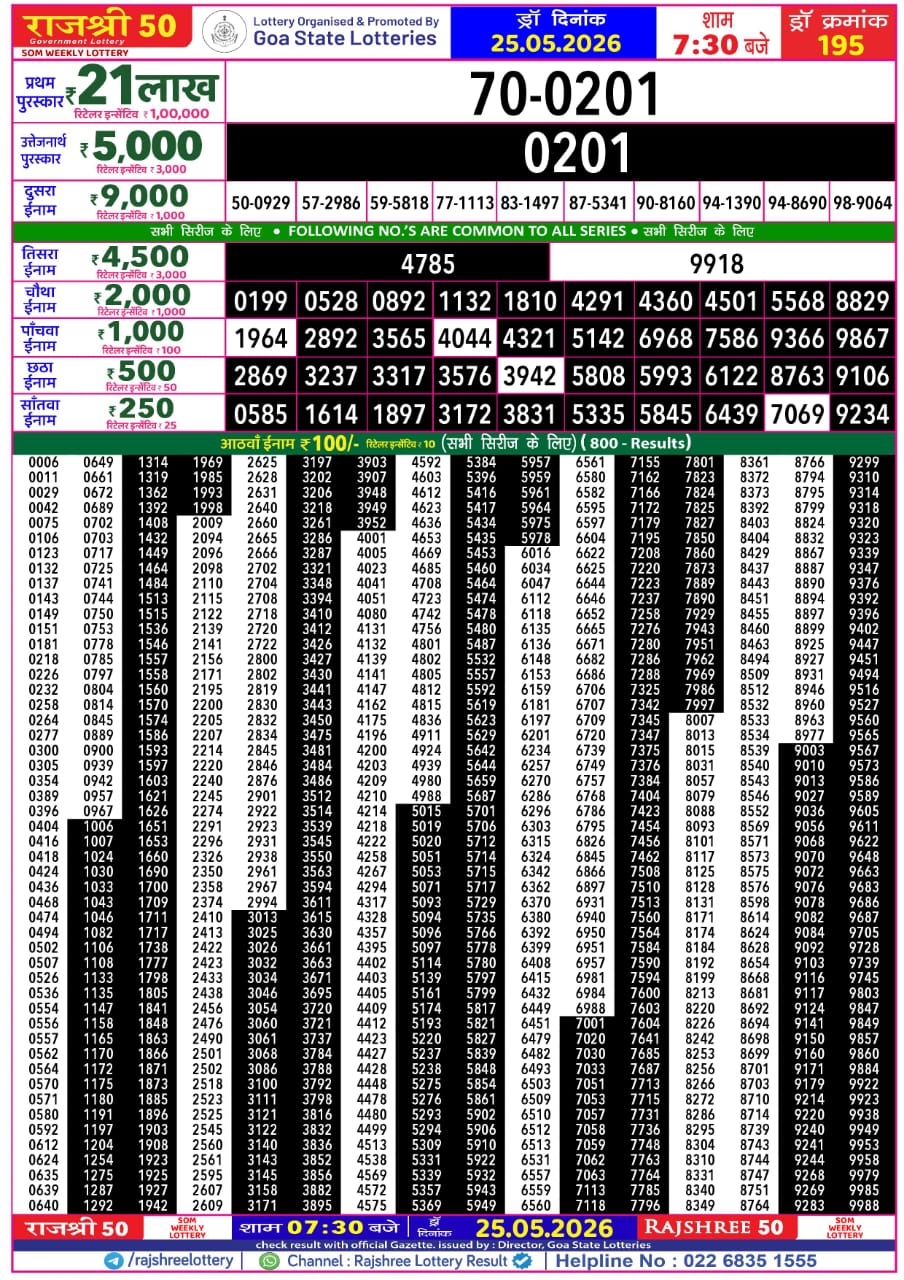 Everest Result Today Dear Lottery Chart
