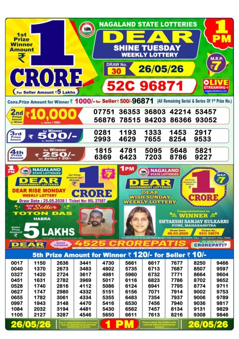 Everest Result Today Dear Lottery Chart