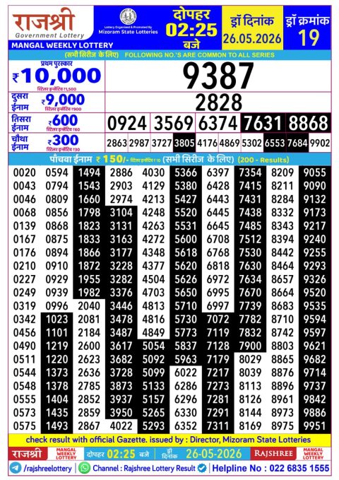 Everest Result Today Dear Lottery Chart
