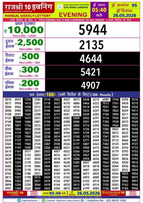 Everest Result Today Dear Lottery Chart