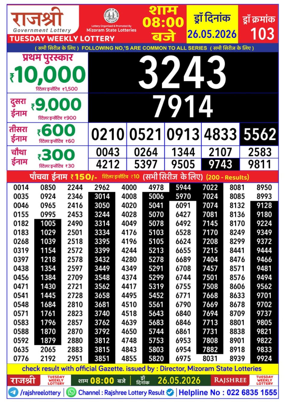 Everest Result Today Dear Lottery Chart