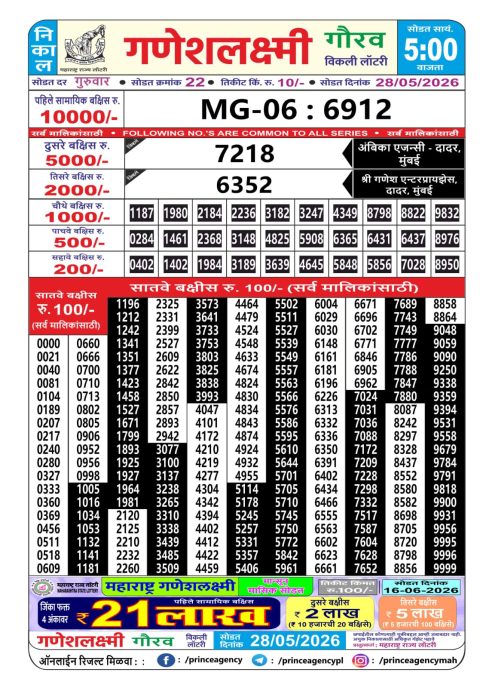 Everest Result Today Dear Lottery Chart