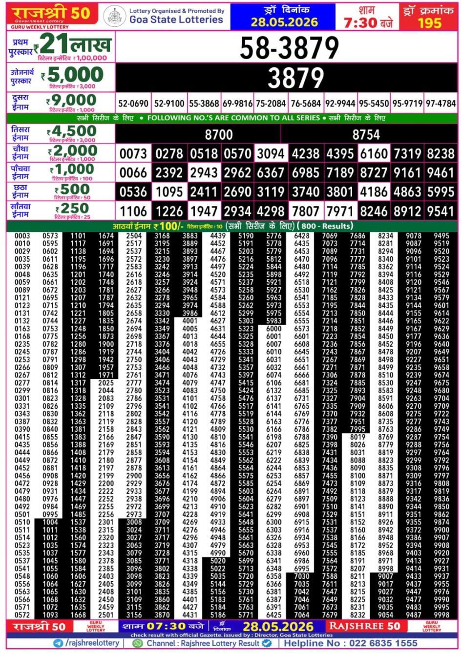 Everest Result Today Dear Lottery Chart