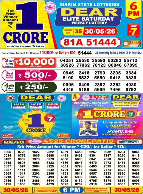 Everest Result Today Dear Lottery Chart