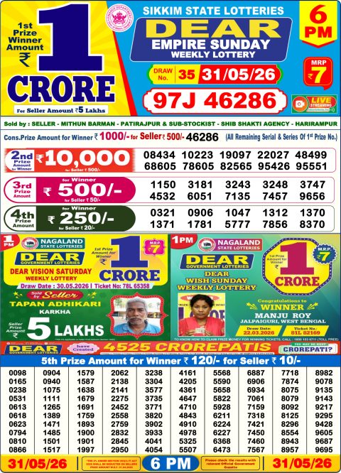 Everest Result Today Dear Lottery Chart