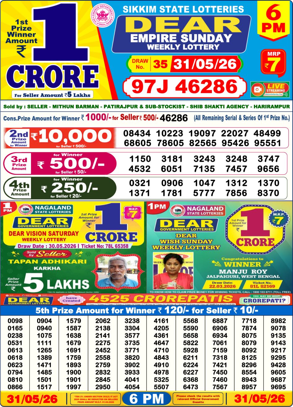 Everest Result Today Dear Lottery Chart