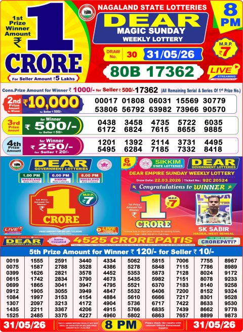 Everest Result Today Dear Lottery Chart