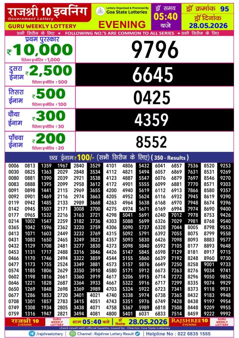 Everest Result Today Dear Lottery Chart