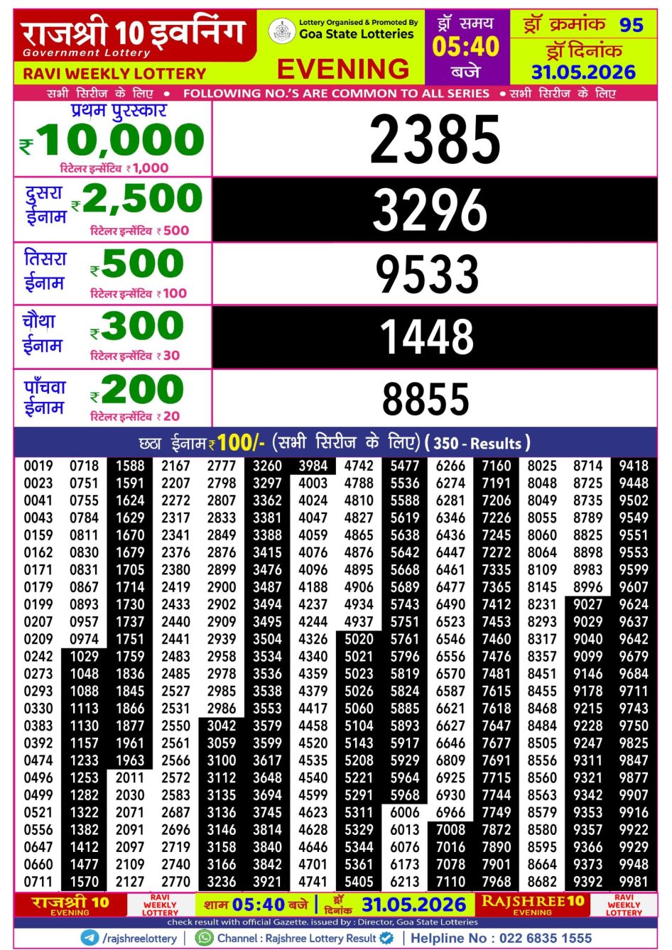 Everest Result Today Dear Lottery Chart