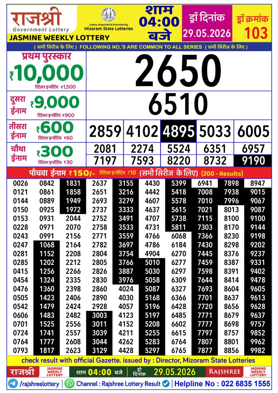 Everest Result Today Dear Lottery Chart
