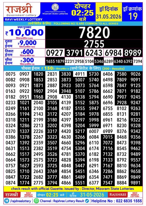 Everest Result Today Dear Lottery Chart