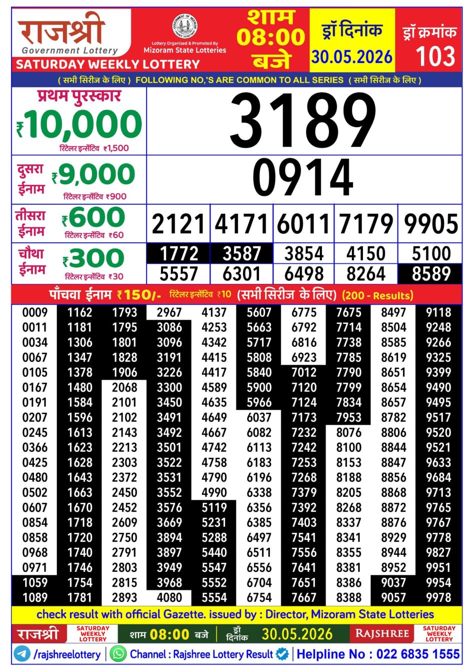 Everest Result Today Dear Lottery Chart