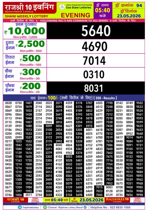 Everest Result Today Dear Lottery Chart