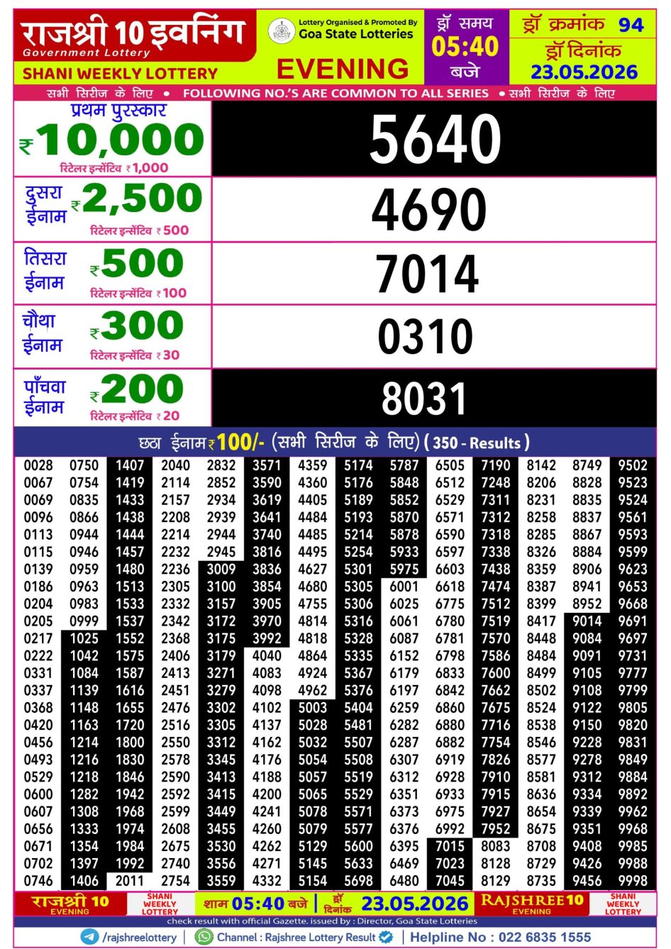 Everest Result Today Dear Lottery Chart