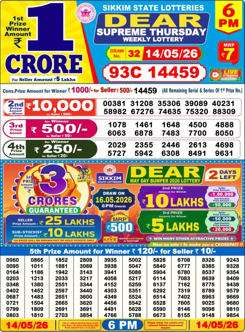 Everest Result Today Dear Lottery Chart