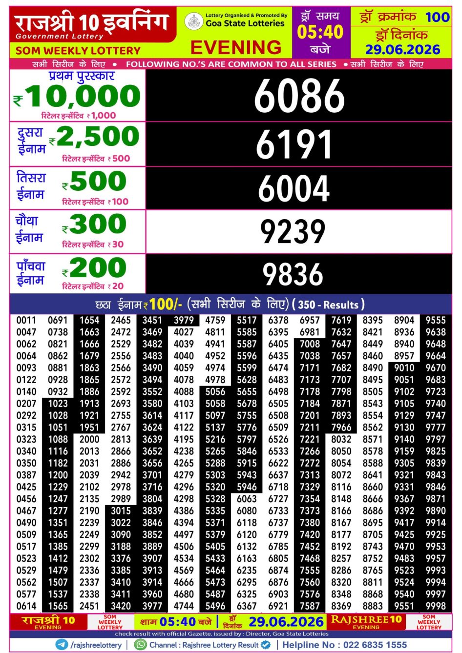 Everest Result Today Dear Lottery Chart