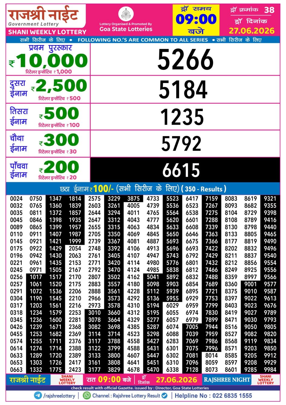 Everest Result Today Dear Lottery Chart
