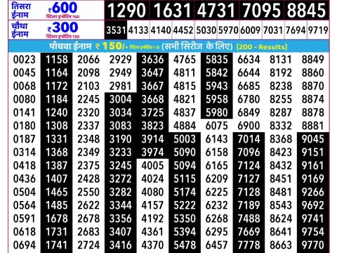 Everest Result Today Dear Lottery Chart