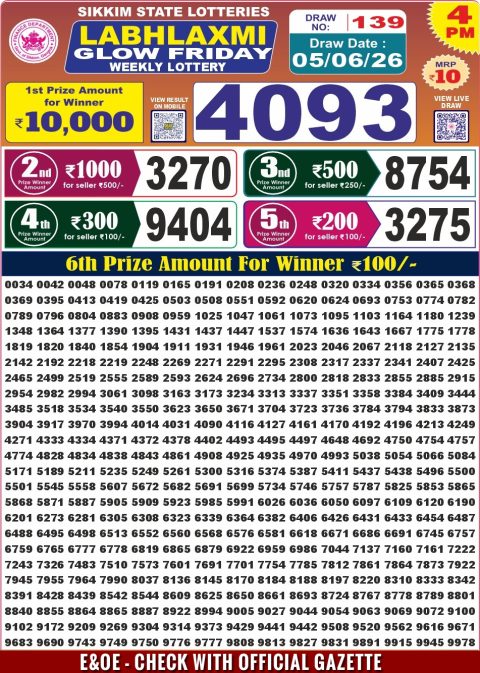Everest Result Today Dear Lottery Chart