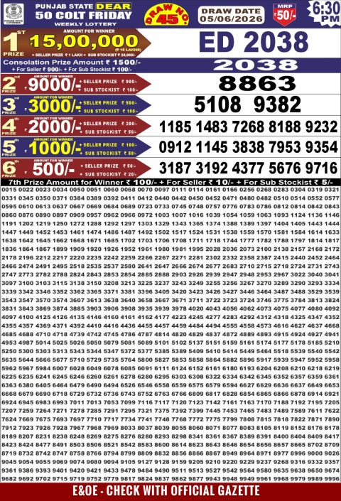 Everest Result Today Dear Lottery Chart