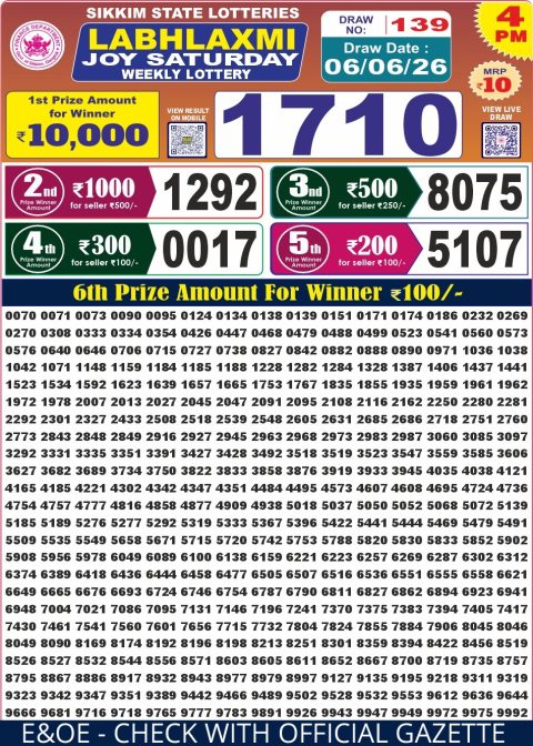 Everest Result Today Dear Lottery Chart