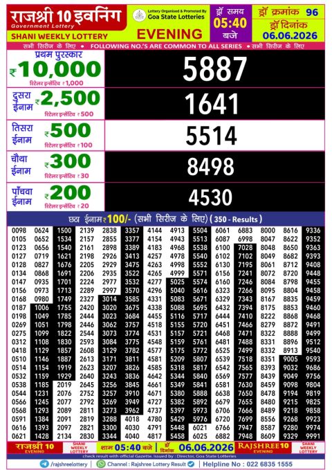 Everest Result Today Dear Lottery Chart