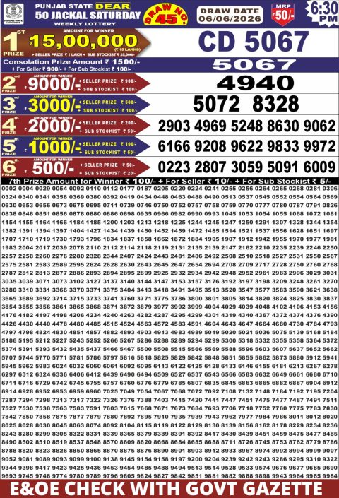 Everest Result Today Dear Lottery Chart