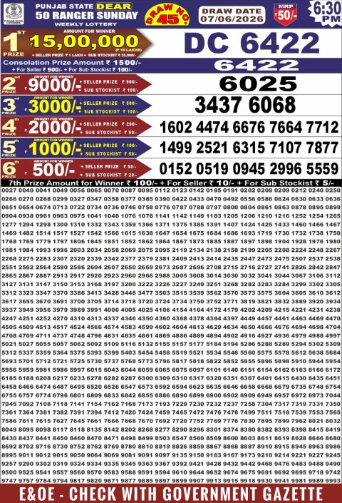 Everest Result Today Dear Lottery Chart