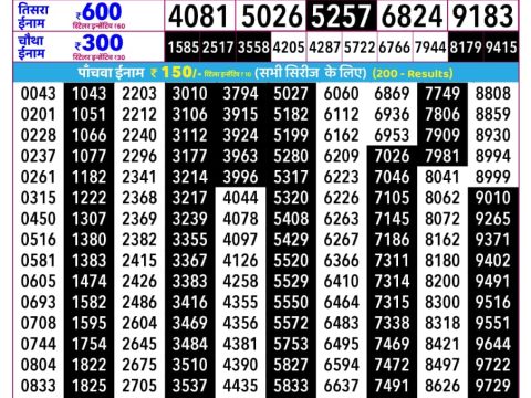 Everest Result Today Dear Lottery Chart